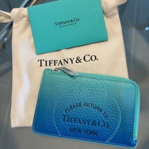 Tiffany & Co. Vibrant Blue Leather Card Holder/small wallet